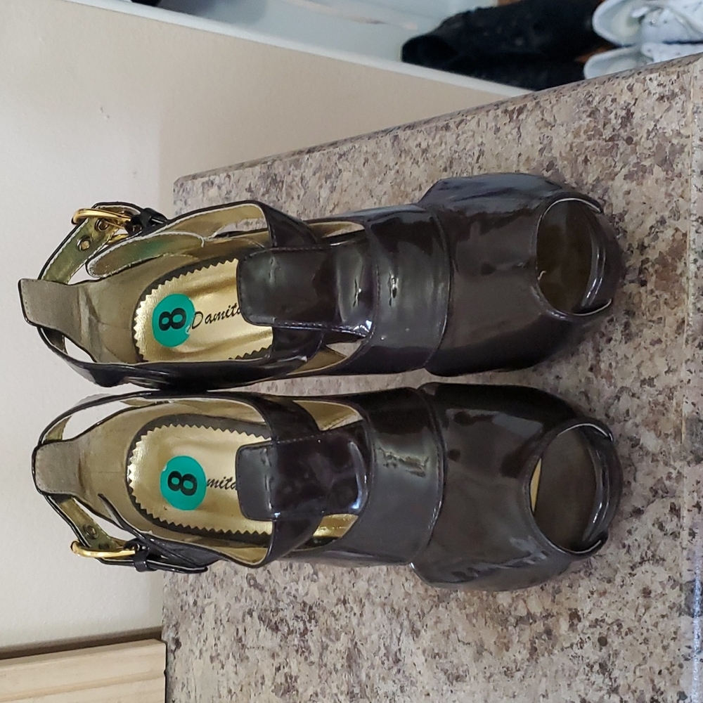 Brown high heels